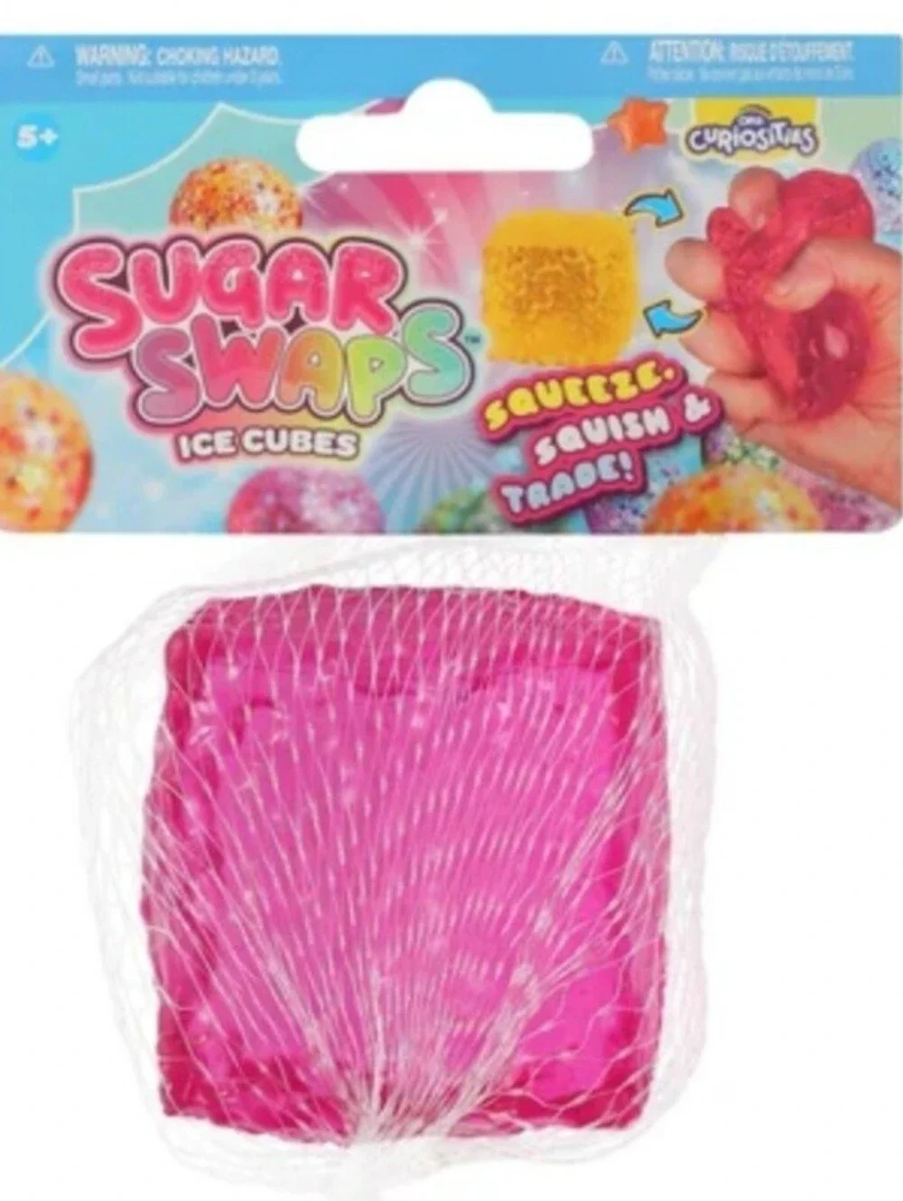 NWT- Sugar Swaps Ice Cube Squishy. Hot Pink
